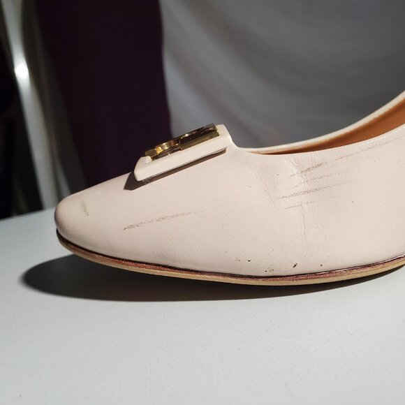 Gold 'T' Hardware Block Heels Sz 10C - Picture 15 of 16